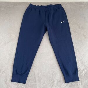 Nike Team Club Pants Joggers Men 2XL Navy Blue Tapered Fit Swoosh Active